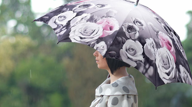 Regenschirm mit Rosen bedruckt