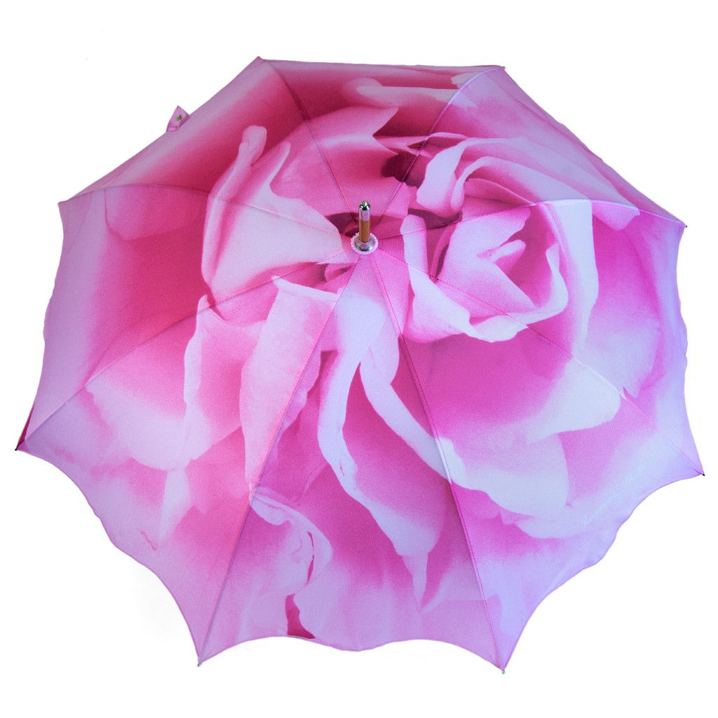 Regenschirm mit Rosenmotiv in Rosa