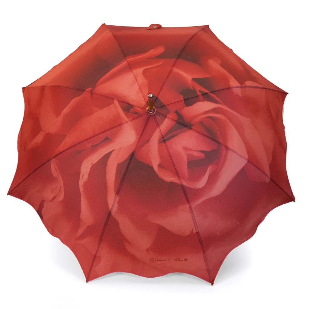 Regenschirm mit Rosenmotiv in Rot